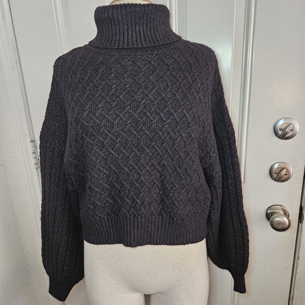ZARA Oversized Classic Long Sleeve Knit Sweater Women Black Viscose S EUC